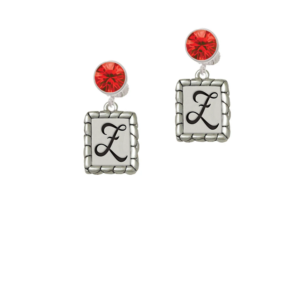 Pebble Border Initial - Z Crystal Clip On Earrings (4)