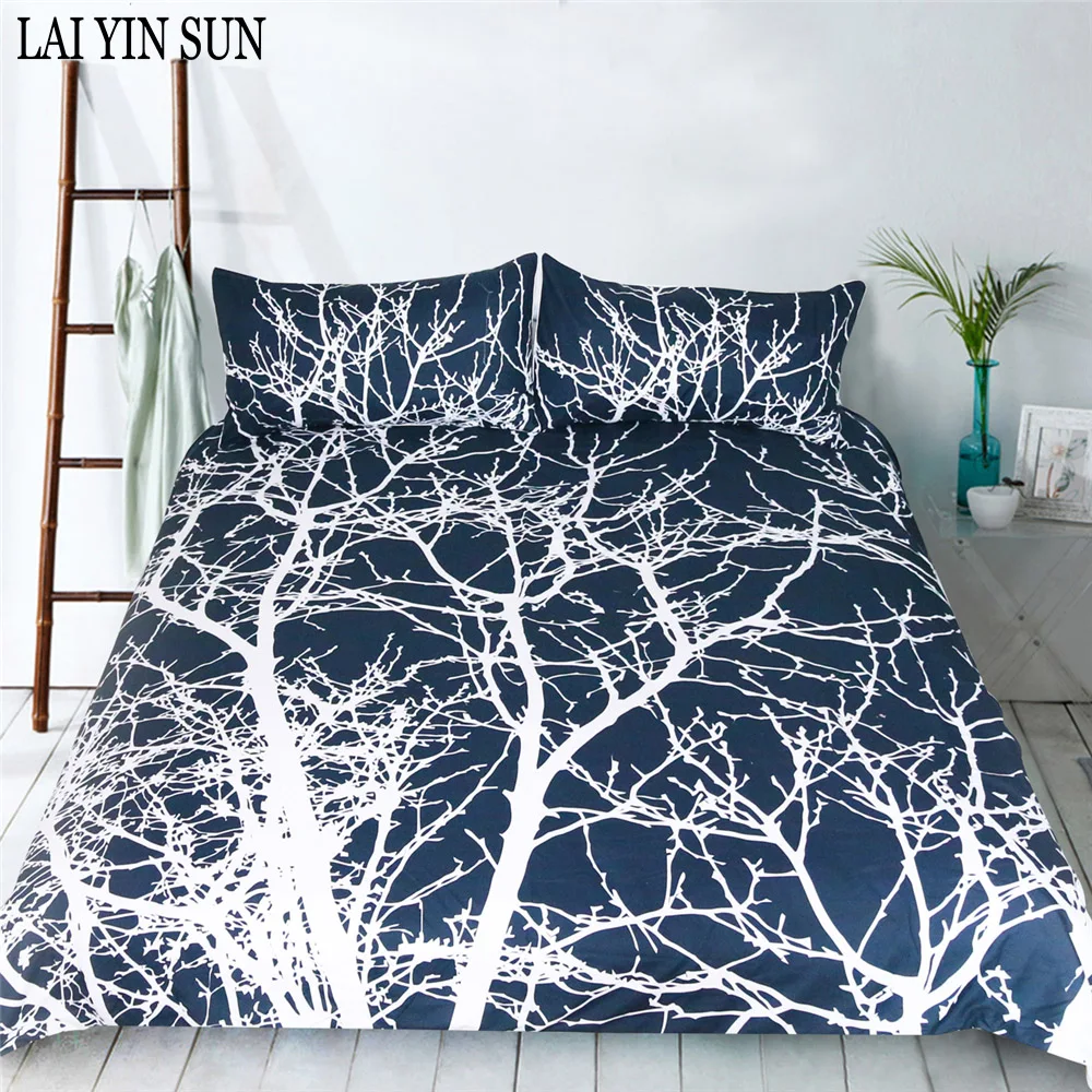 

Lai Yin Sun 3pcs Bedding Set Plant Quilt Cover King Size Home Bed Set Flower Print Branch