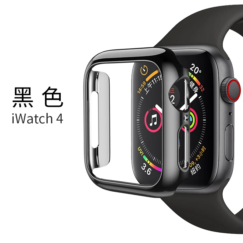 HOCO Бампер для Apple Watch Series 5 ПК Корпус Slim fit Чехол для IWatch 4 Цветное покрытие Тонкий протектор Пластиковая рамка 40мм 44мм - Цвет ремешка: Черный