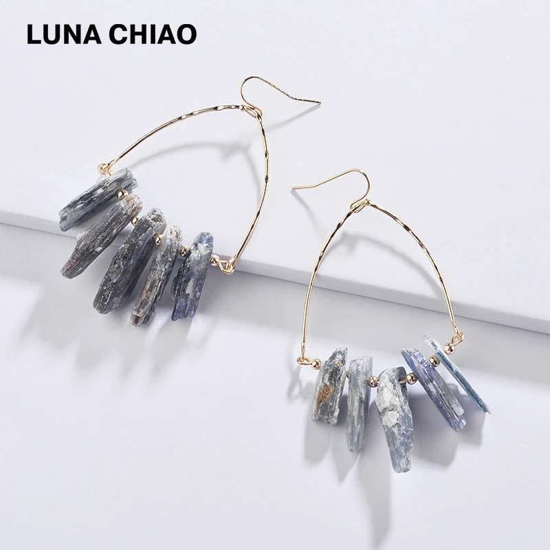 

LUNA CHIAO Fashion Jewelry Unique Design Natural Rocks Quartz Stone Drop Earrings Women Earring