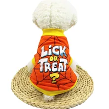 Удобные футболки из полиэстера на Хэллоуин с милым питомцем, одежда, костюм маленького щенка, легко ухаживать