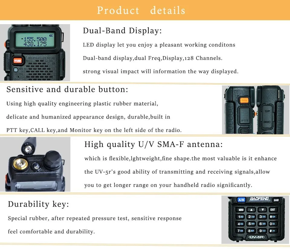 10 шт. Bao feng UV-5R для переносного приемо-передатчика Baofeng UV5R CB радио УКВ УВЧ Dual Band двухстороннее радио 5 Вт Ham Радио Испания Германии