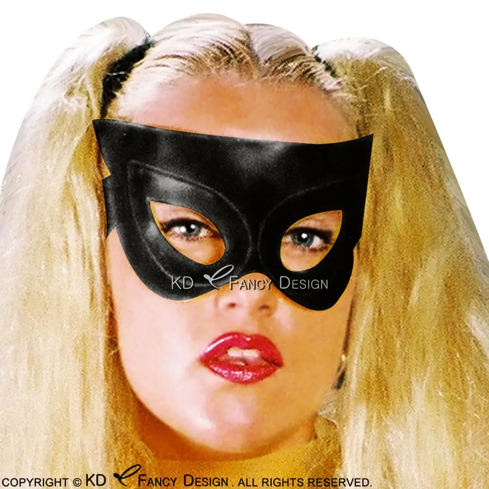 Black Sexy Latex Eye Mask Butterfly Shape Rubber Hoods With Eyes Holes