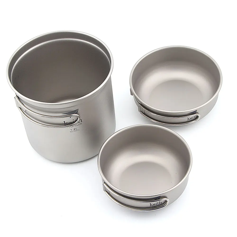 Keith ti6052 camping Utensilios de cocina plegable al aire libre olla tazón de titanio 300 400 1200 ml