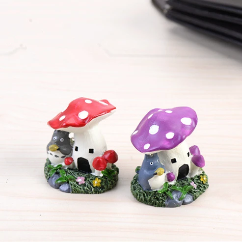 

2colors mushroom totoro house fairy garden miniatures gnomes moss terrariums for diy home decorations accessories