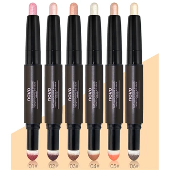 

Novo Double-ended Shimmer Eyeshadow Pencil Stick Matte Eye Shadow Pencil Highlighter Natural Brighten Face Makeup with Sponge