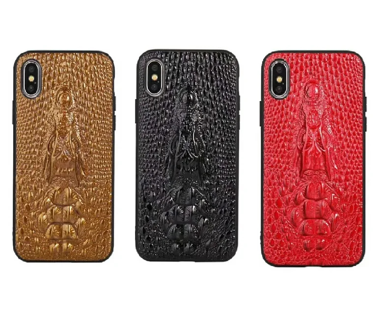 

Leather For iphone 7 8 plus Animal Cayman Alligator Case Luxury Upscale Crocodile Skin Crocodilian for Phone X Shell