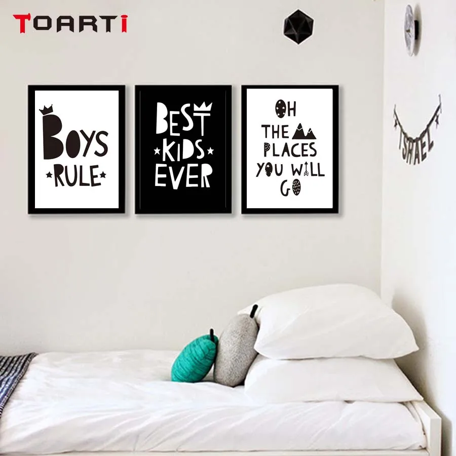 Best Boy Quote Canvas Painting Black And White Suitable For Growning Up Modern Style Poster Wall Print Kids Bedroom Decor | Дом и сад
