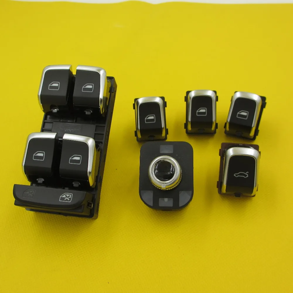 6 PIECES Car Electric window lifter switch Mirror Trunk switches button For Audi A4 B8 Q5 A5