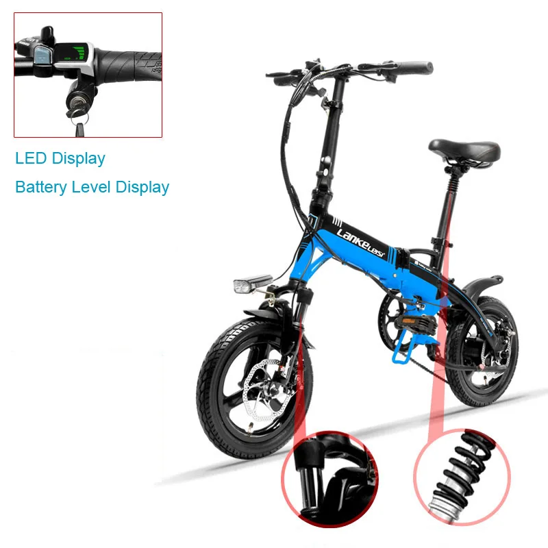 A6 мини складной электрический велосипед, 350 Вт, 36 В/8.7A, 14 дюймов E велосипед, дисковый тормоз, съемный аккумулятор, обод из магниевого сплава - Цвет: Blue