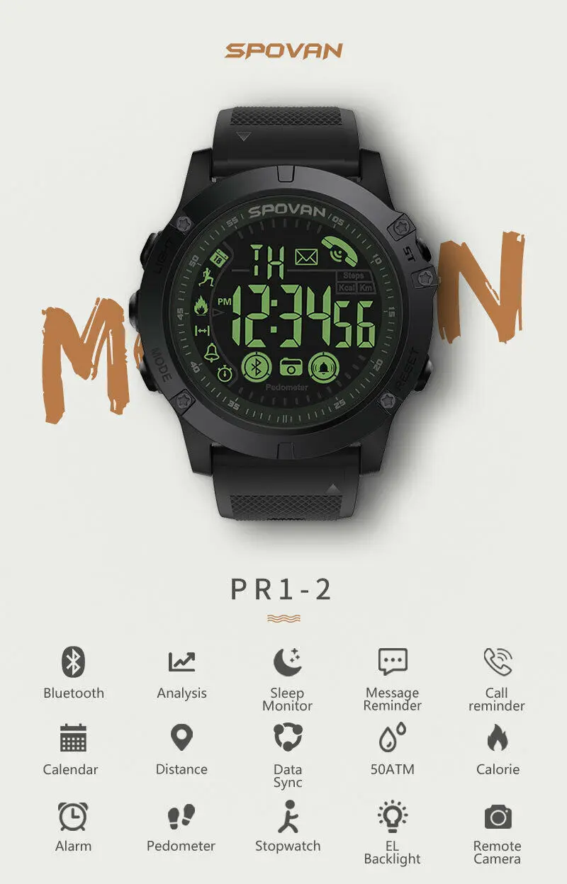 Latest 2019 T1 Tact - Military Grade Super Tough Waterproof Smart Watch