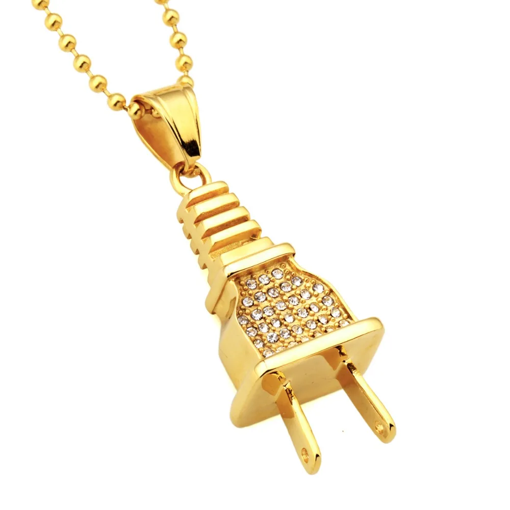 Buy NYUK Titanium Steel Plug With Rhinestone Pendant