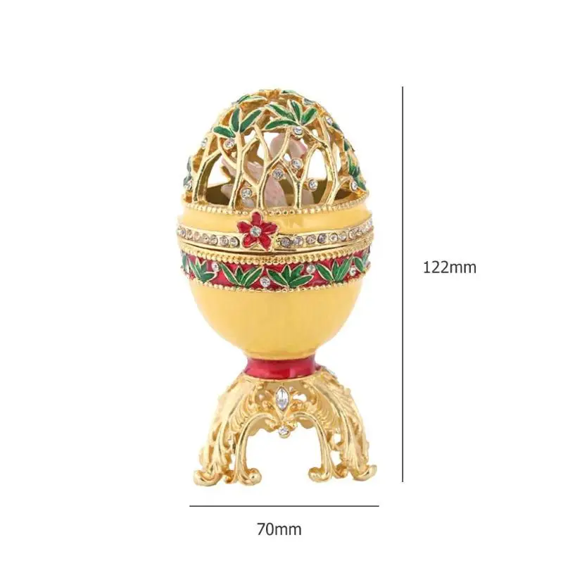 Русский Faberge яйцо Кристалл Bejeweled ювелирные изделия кольцо брелок драгоценный ящик для хранения пасхальные яйца Коллекционные сувениры Свадебный дисплей