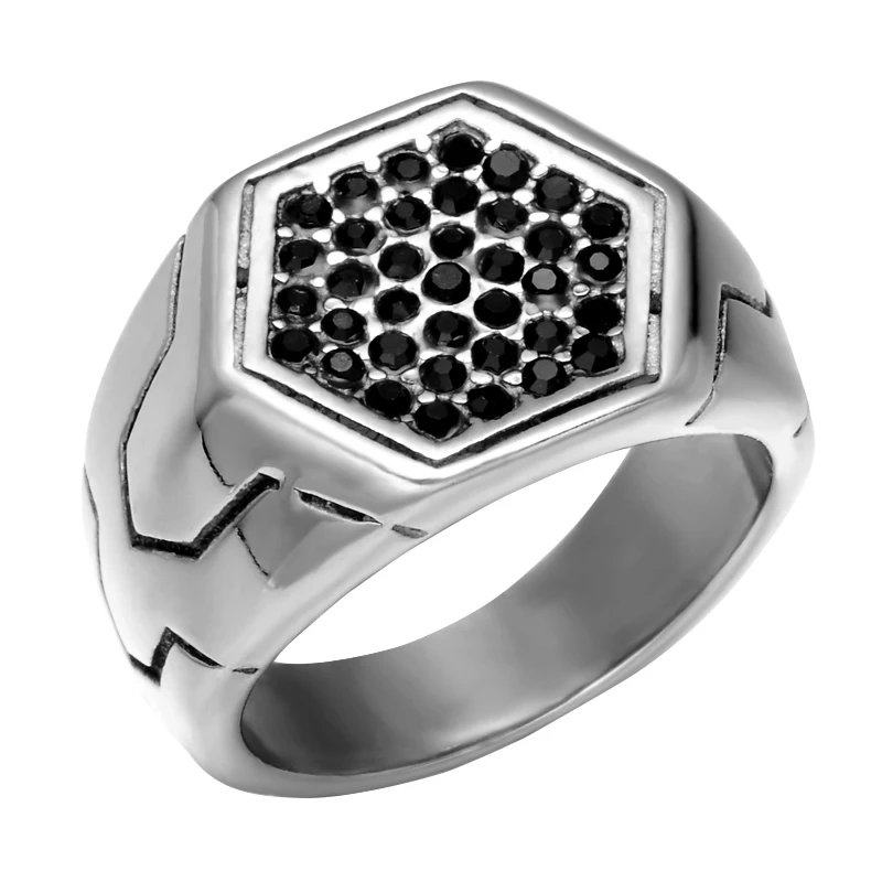 HIP Hop 316L Stainless Steel Honeycomb Male Crystal Rings Cool Titanium Signet Honey Bee for Men Jewelry | Украшения и аксессуары