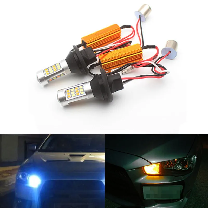 

1Set 1156 P21W BA15S 2835 42 SMD Amber/White 42 LEDs Switchback LED Bulbs S25 DRL Turn Signal Light 12V Dual Colors