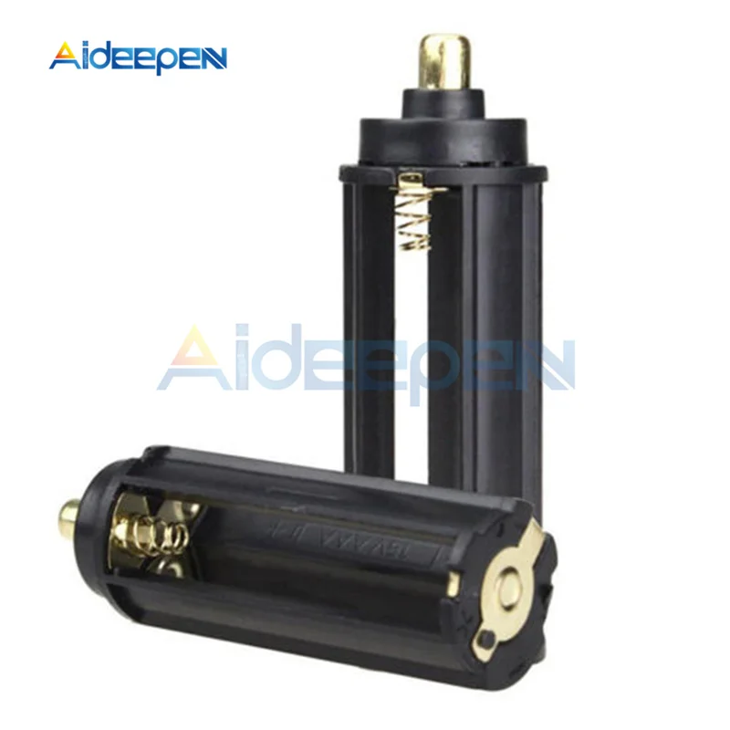 

2Pcs/lot 3 AAA Battery Black Plastical Metal Holder Box Case Cylindrical Type For 18650 Flashlight Lamp Torch 65mm*21mm