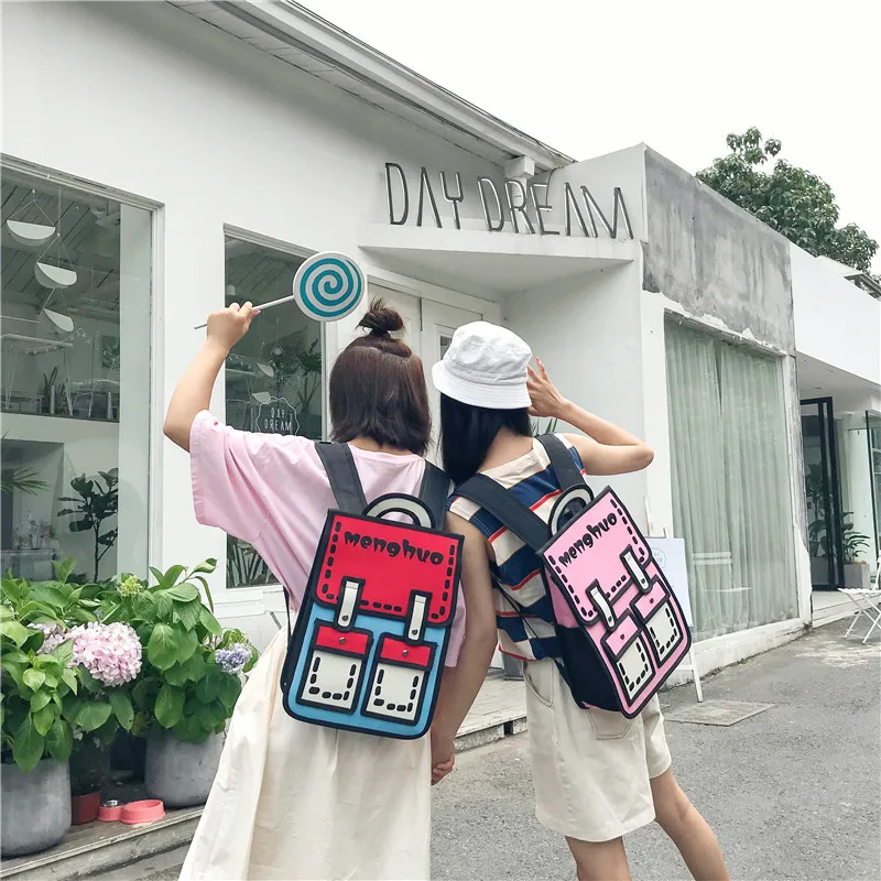 Menghuo 3D Anime Bag Cartoon Women Backpack School Bag 3D Style Canvas 2D Travel Drawing Book Mochila for Teenagers Girl Mochila (59)