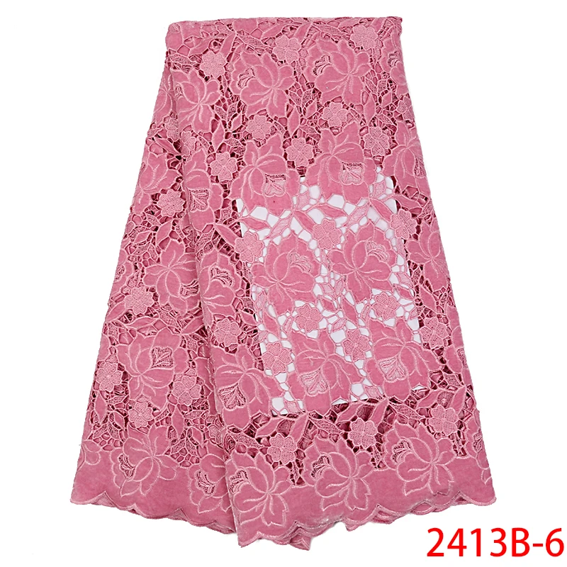 

Hot Sale African Velvet Lace Fabric 2019 High Quality French Cord Lace Nigerian Guipure Lace Fabrics for Wedding Dress APW2413B