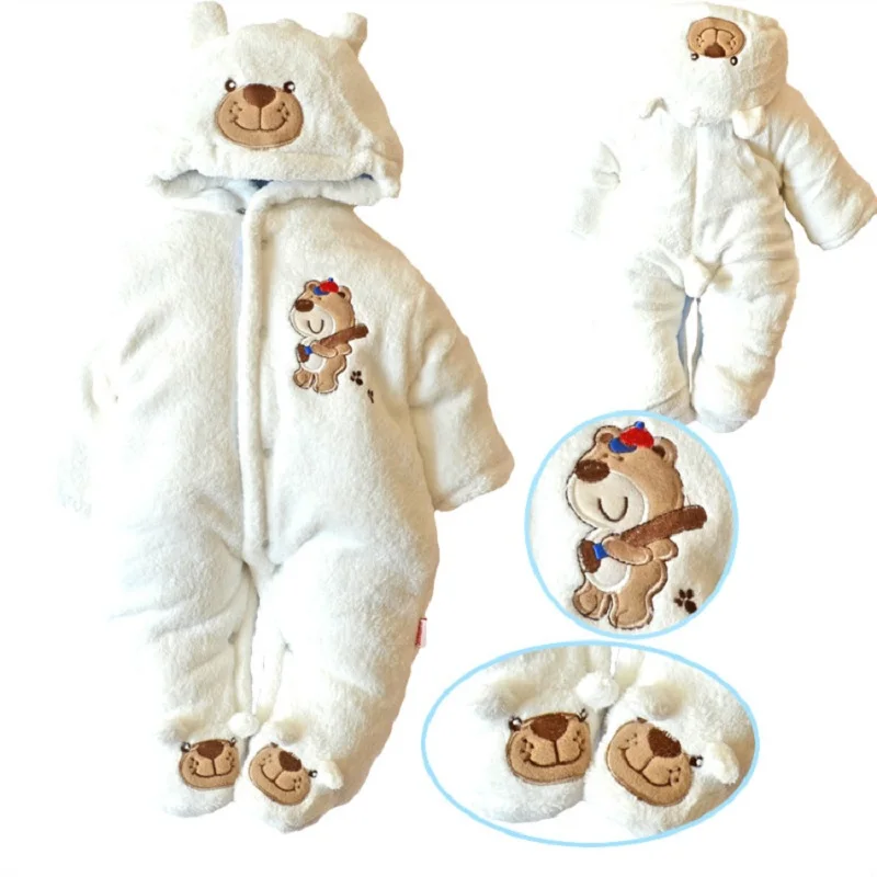 Bebé recién nacido Ropa de Coral polar cálido invierno Niño Rompers Cartoon ropa infantil Meninas oso abajo Snowsuit Bebe mono Bebé recién nacido Ropa de Coral polar cálido invierno Niño Rompers Cartoon ropa infantil Meninas oso abajo Snowsuit Bebe mono