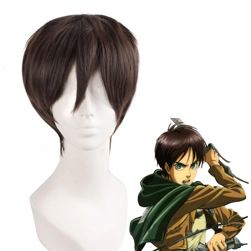 Coshome Shingeki No Kyojin атака на Титанов парики Микаса Леви Саша Эрен, косплей костюм черный желтый и коричневый короткие волосы