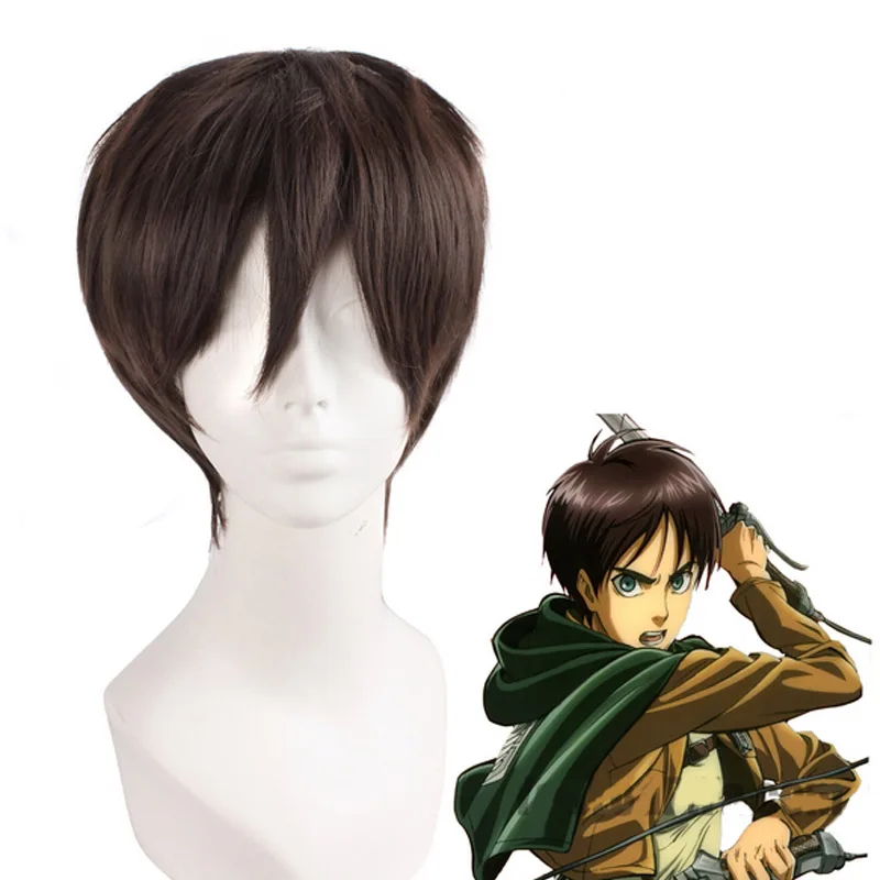 Coshome Attack On Titan Wigs Mikasa Levi Sasha Eren Cosplay Costume Wig Black Yellow And Brown Anime Short Hair (7)