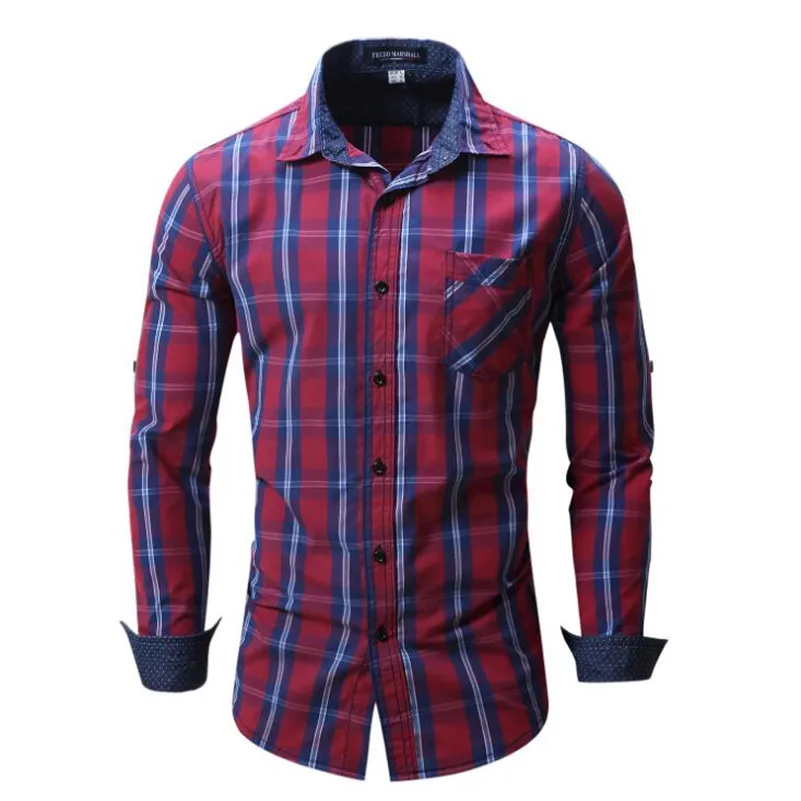 Camisa masculina Мужская Мода Рубашки в клетку Повседневная рубашка с длинным рукавом Для мужчин kemeja Slim Fit Бизнес Рубашки для мальчиков социальной сорочка X511