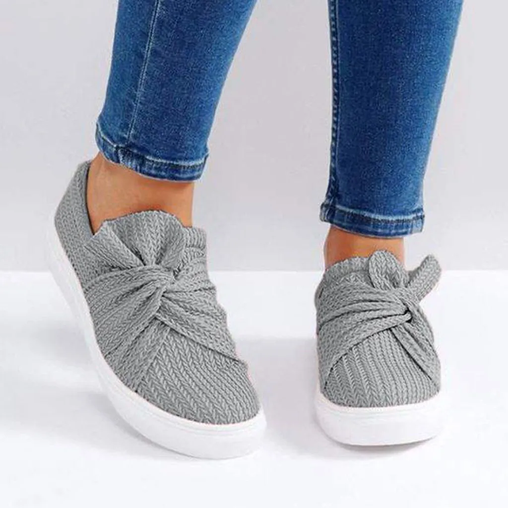 Летние женские повседневные Лоферы sommerschuhe damen однотонные лоферы с бантом в