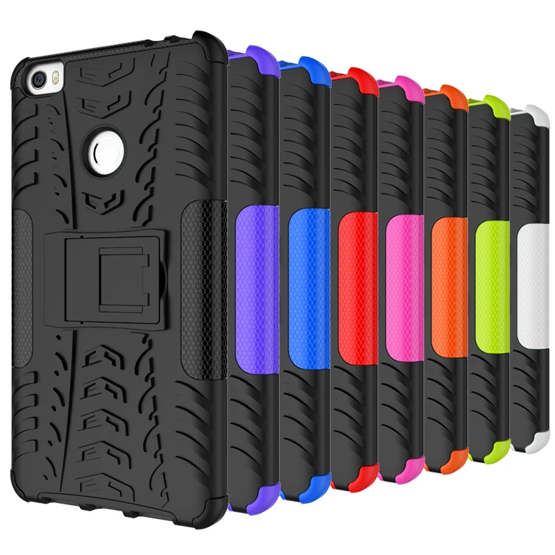 

Silicon + Plastic 2 in 1 Dual Layer Tough Rugged Shockproof Stand Phone Protection Case Cover For Xiaomi Mi Max