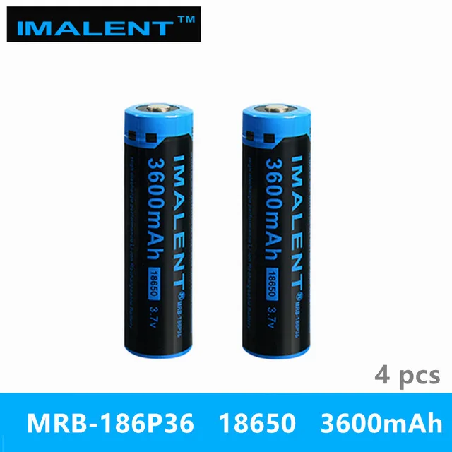 

4PC best price IMALENT 18650 3600 mah MRB-186P36 3.7v rechargeable Li-Ion battery high performance for high LED flashlights