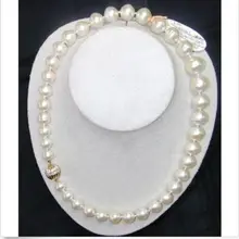 18 дюймов сверкающий 11-12 мм огромный культивированный белый пресноводный жемчуг ожерелье