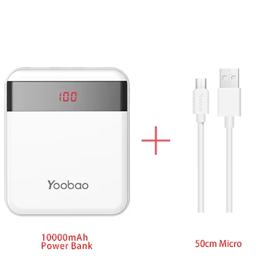 Yoobao m4pro 10000 мАч мини красочный мобильный Запасные Аккумуляторы для телефонов 2 Порты USB 2A Выход и 2A Вход светодиодный цифровой телефон Батарея Зарядное устройство - Color: WE-add Micro Cable