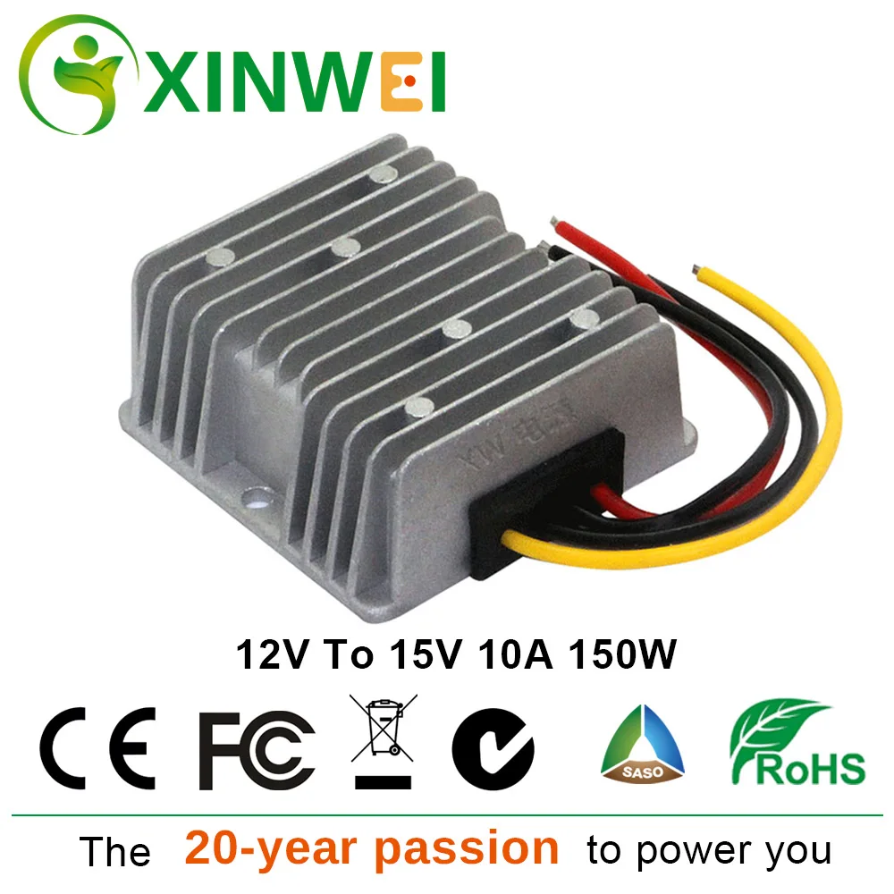 

XINWEI 12V to 15V 10A 150W Step Up Boost DC DC Converter Power Transformer Module CE Certificated Waterproof and Shockproof