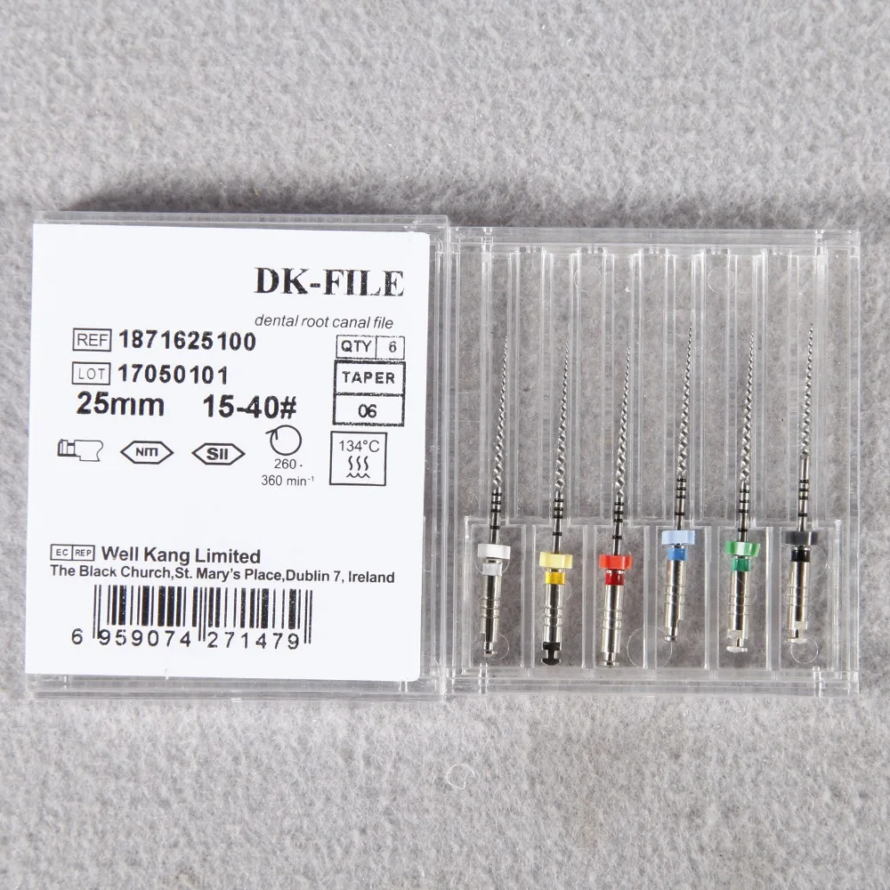 

Dental Endo NiTi DK Files 25mm Taper .06 for Engine Use 15-40# NEW UK