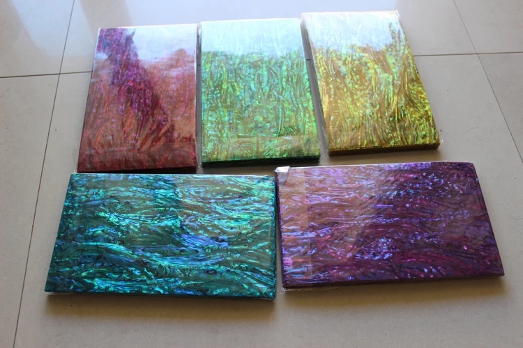 

5 colors green red blue yellow purple abalone shell paper paua shell laminates 140x240x0.2mm for guitar inlay 20pcs/lot