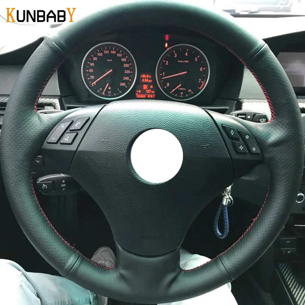 

KUNBABY Black Micro Fibre Auto Leather Steering Wheel Cover for BMW E60 E61 520i 520li 523 523 523li 525 525i 530 530i 535 545i
