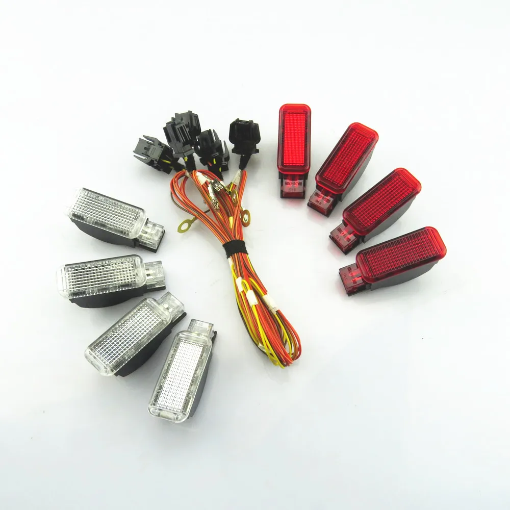 

RWSYPL 1 Set Door Warning Light Red & White Trunk Interior light + Cable For A3 A4 A5 A6 A7 A8 Q3 Q5 TT 8KD947411 8KD 947 415 C