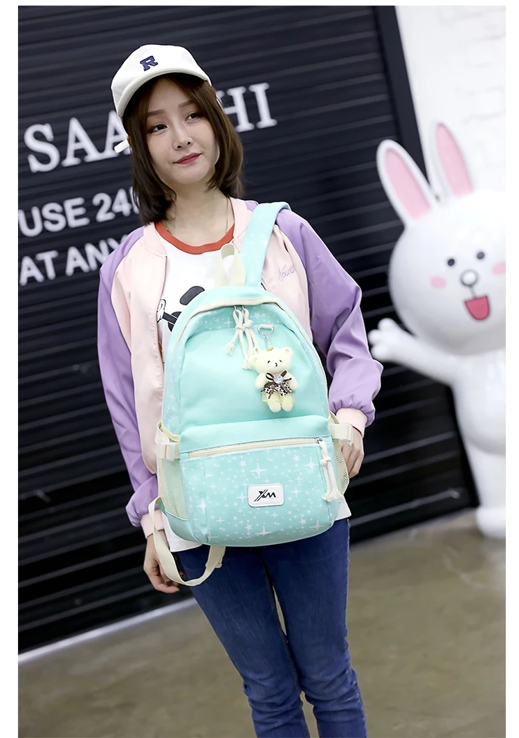 4 шт. корейские повседневные женские рюкзаки, холщовые сумки для книг в консервативном стиле, школьные сумки для девочек-подростков, композитные сумки Mochila