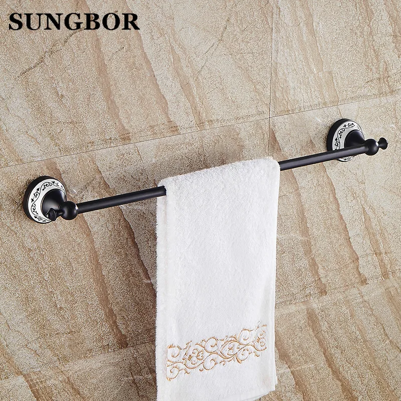 Black Bronze Vintage Wall Hanging Bathroom Towel Bars Brass Towel Rack