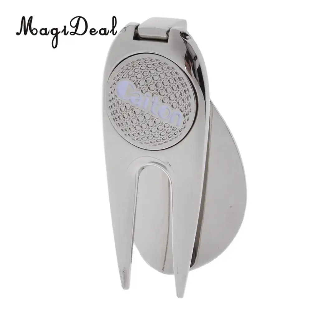 MagiDeal Alloy Golf Putting Green Divot Tool Lawn Repair with Ball Mark Golf Gift