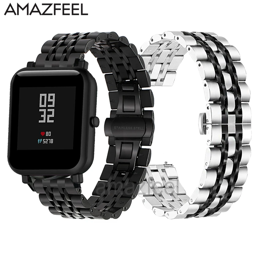 

Stainless Steel Bracelet For Xiaomi Huami Amazfit Bip Strap Smart Watch Accessories For Amazfit stratos 2 pace band 20mm 22mm