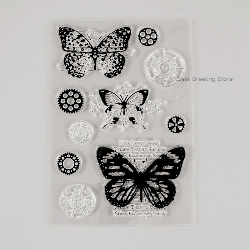 

Eno Greeting clear stamp butterfly background stamps gear scrapbooking stamps papercrafting