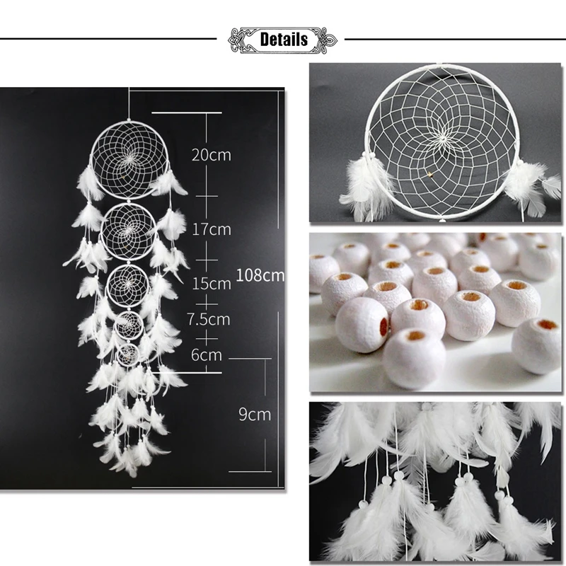 5 кругов 108X25 см большой Ловец снов на стену висячие орнамент чистый белый Свадебная вечеринка украшения Ловцы снов подарок на день рождения