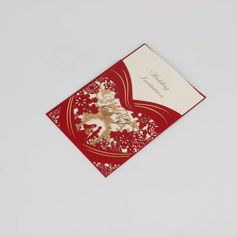  50pcs Personality Creative Laser Cutout Wedding Party Invitation Engagement Valentine's Day Marriag - 32955035081