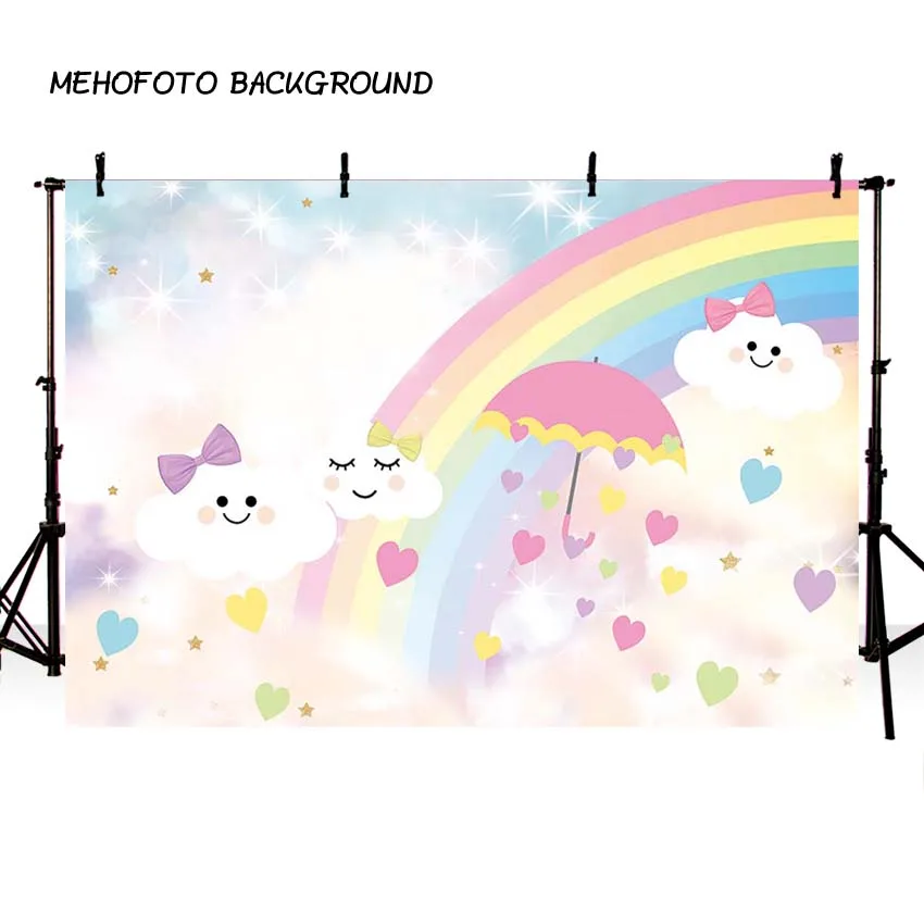 

children photography backdrops white clouds rainbow vinyl background custom baby birthday backdrops for photography studio