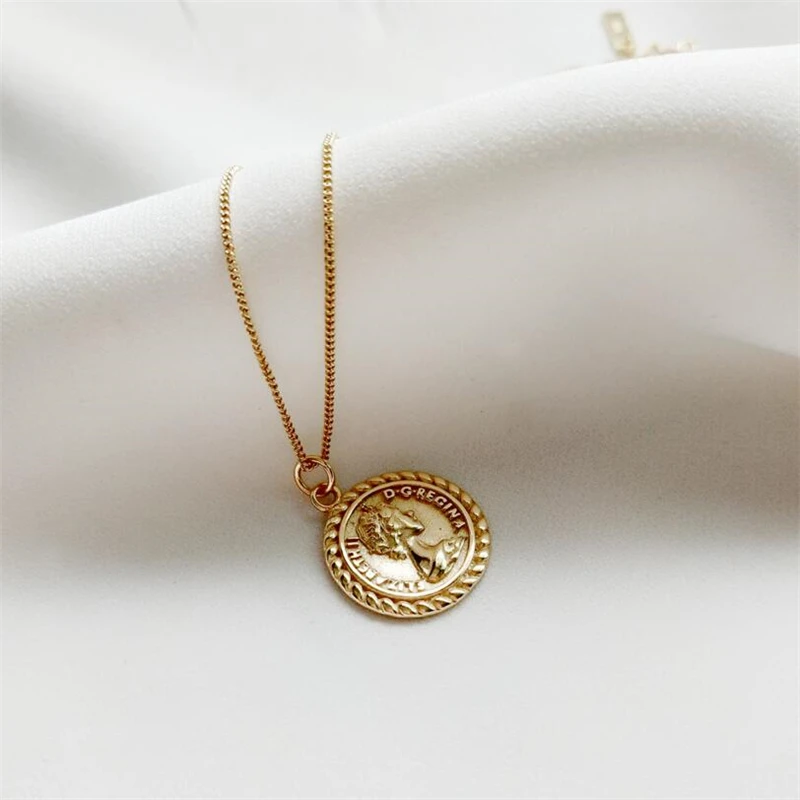 Винтажное 925 пробы Серебряное ожерелье с круглыми монетами Елизабет Аватар, женские подвески, колье, модные ювелирные изделия в стиле бохо