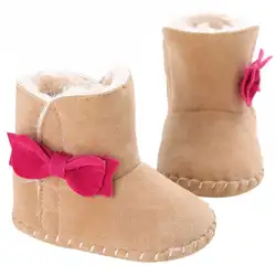 Милые матовые замшевые ботинки из флока для маленьких девочек от 0 до 18 месяцев осенне-зимняя теплая одежда для малышей