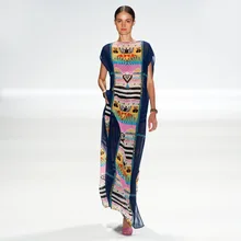 Новое богемное женское пляжное платье-кафтан с принтом пляжное шифоновое длинное платье Maillot De Bain