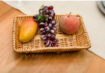 

1PC Kitchen Storage basket rattan fruit display box Willow storage thick trim baskets bread weave vegetable basket OK 0449