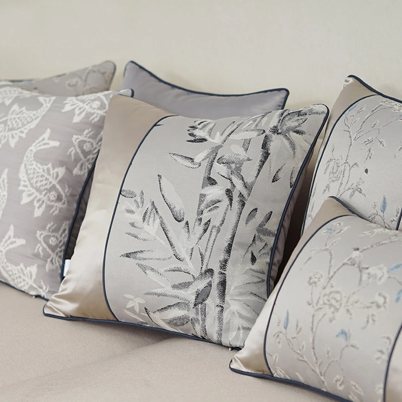 

Noble Jacquard Cushion Cover Top Luxury Pillow Cover Grey Fish Breathable Ramadan Decoration Housse De Coussin De Salon
