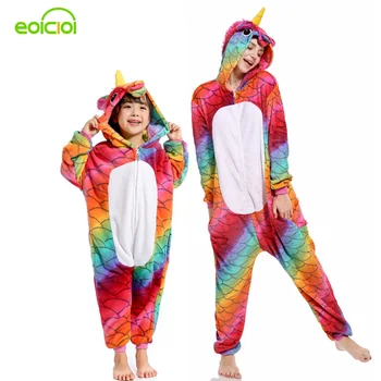 

EOICIOI New Animal Pegasus Family Christmas Pajamas Set Mother Daughter Cartoon Unicorn Cosplay Flannel Hooded Family Sleepwear